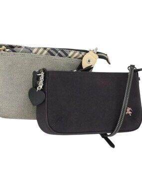 BURBERRY Shoulder Bag Canvas 2 Set Black Gray Auth hk3520